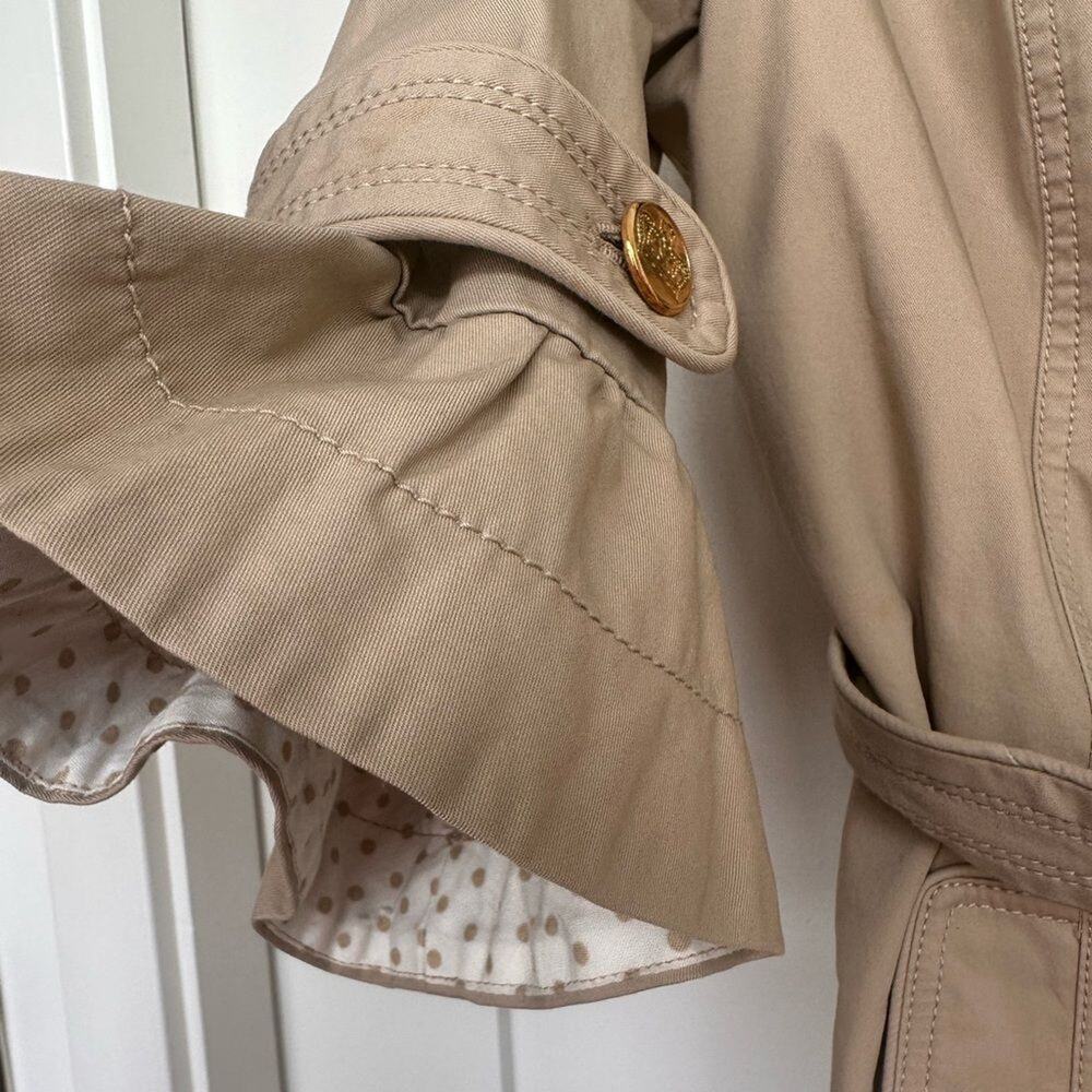 Juicy Couture Camel Cotton Twill Trench Coat Belted Size M - Picture 8 of 8